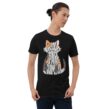 Male model wearing black Proud Spare Human T-shirt featuring a Maine Coon cat-shaped typography design – perfect Maine Coon cat gift idea