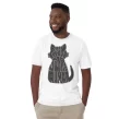 man wearing russian blue cat white t-shirt