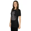 woman wearing russian blue cat white t-shirt