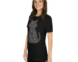 woman wearing russian blue cat white t-shirt