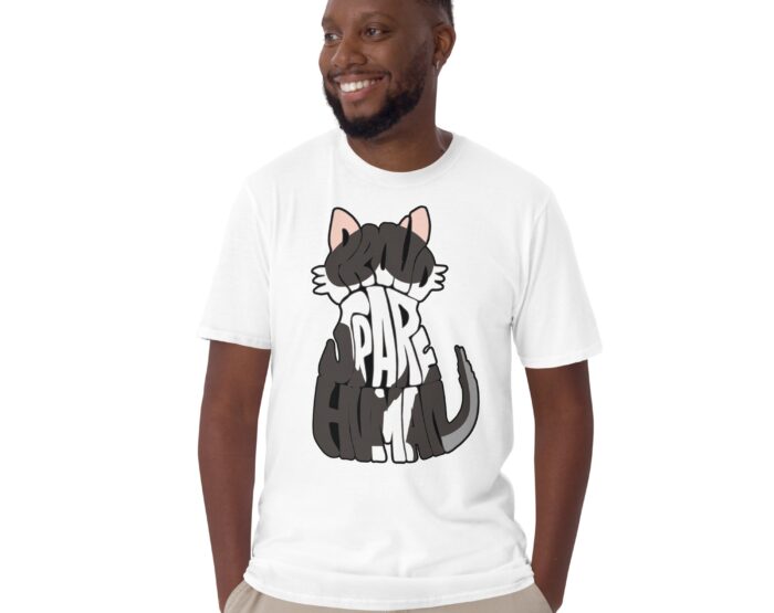 man-wearing-tuxedo-cat white-t-shirt man with hands in pocket smiling wearing tuxedo-cat white-t-shirt
