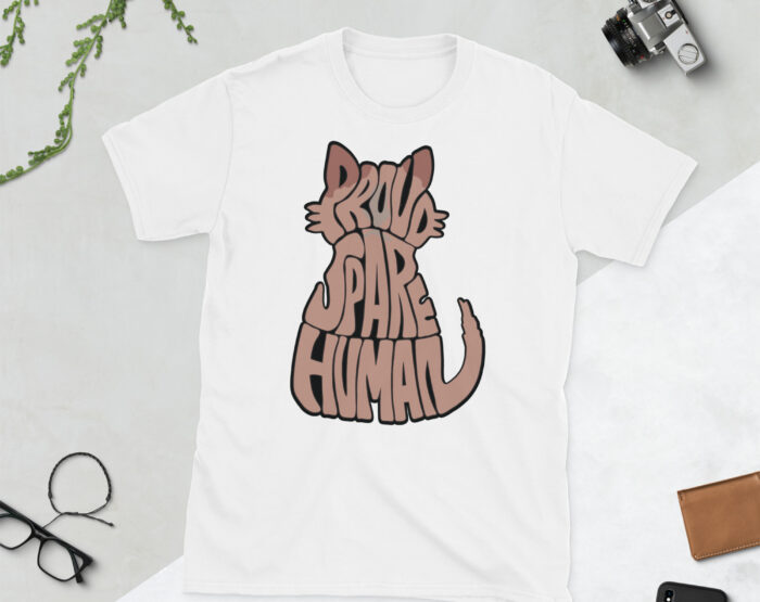 Flat Lay – White Sphynx Cat T-Shirt with Minimal Props Flat Lay – White Sphynx Cat T-Shirt with Minimal Props
