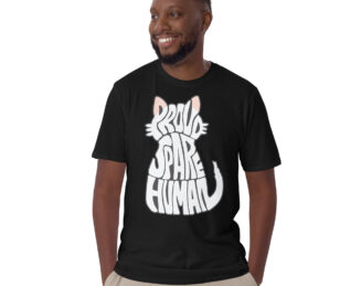 Black Ragdoll Cat T Shirt – Casual Fit on Male Model Casual male model in black Ragdoll Cat T Shirt featuring Spare Human design