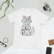 White Ragdoll Cat T Shirt styled flat with accessories showing full design