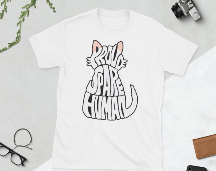 White Ragdoll Cat T Shirt styled flat with accessories showing full design