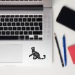 I Love Rescue Cats sticker next to laptop keyboard on silver MacBook for pet parents